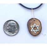 Israeli art Olive wood pendant Necklace with Star of David Judaica Israel P043 210958013
