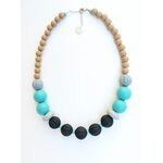 Black & Turquoise beaded short necklace CN19101