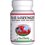 Maxi Health - B-12 Lozenges With Folic Acid & Biotin (Cyanocobalamin) - Strawberry Flavor - 360 Lozenges MH-3176-03