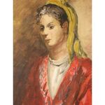 Woman with a Shawl by Adolphe Feder - Jewish Art Oil Painting Gallery AF316