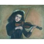 Small Violinist by Artur Markowicz -Jewish Art Oil Painting Gallery AM512