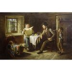 Elena Flerova - The Family II | Jewish Art Oil Painting Gallery ELEK491499