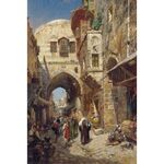 King David Street, Jerusalem 1 by Gustav Bauernfeind - Jewish Art Oil Painting Gallery GB605