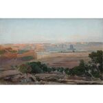 View of Jerusalem by Gustav Bauernfeind - Jewish Art Oil Painting Gallery GB609