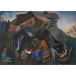 The Milker by Issachar Ber Ryback Jewish Art Oil Painting Gallery IBR438