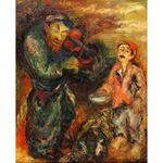 Viiolinist and a Boy by Issachar Ber Ryback Jewish Art Oil Painting Gallery IBR444