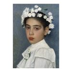 Girl with Flowers in her Hair by Isidor Kaufmann - Jewish Art Oil Painting Gallery IK617