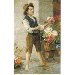 The Flower Seller by Josef Johann Suss - Jewish Art Oil Painting Gallery JJS1010