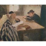 The Dispute in Learning by Lazar Krestin | Jewish Art Oil Painting Gallery LK375