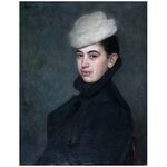 Woman with a White Hat by Lazar Krestin | Jewish Art Oil Painting Gallery LK377
