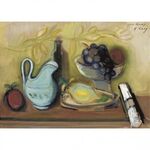 Still Life with Blue Pitcher by Rudolf Levy - Jewish Art Oil Painting Gallery RL909