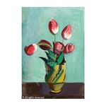 Tulips in Ceramic Jug by Rudolf Levy - Jewish Art Oil Painting Gallery RL915