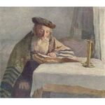 Old Jewish Man Reading Book by Lazar Krestin | Jewish Art Oil Painting Gallery RSLK378