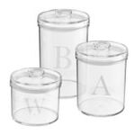 Monogrammed lucite round cookie Jars with cover Monogrammed lucite round cookie Jars with cover