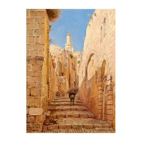 Street by Gustav Bauernfeind - Jewish Art Oil Painting Gallery GB606